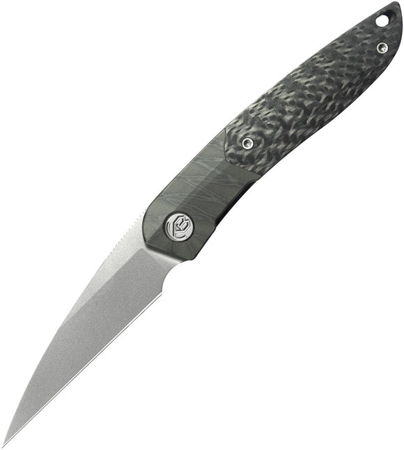 Kubey KB Knives Spike Framelock Flamed Titanium & Carbon Fiber Folding M390 Pocket Knife 406B