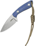 Kubey Bloom Blue Micarta 14C28N Sandvik Fixed Blade Knife w/ Sheath 411B