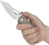 Kubey Caiman Crossbar Lock Tan G10 Folding San Mai M2 Pocket Knife 421D