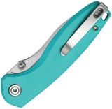 Kubey Pard Button Lock Light Blue G10 Folding 14C28N Clip Point Pocket Knife 423B