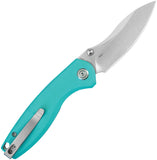 Kubey Pard Button Lock Light Blue G10 Folding 14C28N Clip Point Pocket Knife 423B