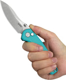 Kubey Pard Button Lock Light Blue G10 Folding 14C28N Clip Point Pocket Knife 423B