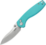 Kubey Pard Button Lock Light Blue G10 Folding 14C28N Clip Point Pocket Knife 423B