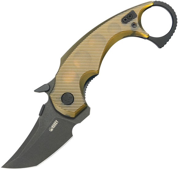 Kubey Jaw Tanto Karambit Linerlock Ultem Folding Black 14C28N Pocket Knife 439E