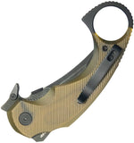 Kubey Jaw Tanto Karambit Linerlock Ultem Folding Black 14C28N Pocket Knife 439E