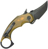 Kubey Jaw Tanto Karambit Linerlock Ultem Folding Black 14C28N Pocket Knife 439E