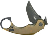 Kubey Jaw Tanto Karambit Linerlock Ultem Folding Black 14C28N Pocket Knife 439E