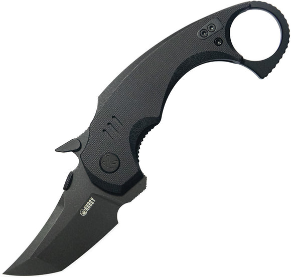 Kubey Jaw Tanto Karambit Linerlock Black G10 Folding 14C28N Pocket Knife 439F