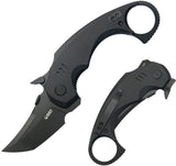 Kubey Jaw Tanto Karambit Linerlock Black G10 Folding 14C28N Pocket Knife 439F
