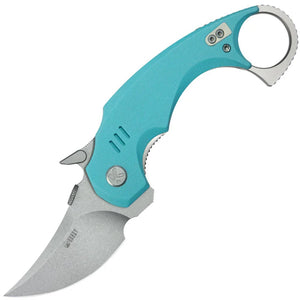Kubey Jaw Pikal Karambit Linerlock Light Blue G10 Folding 14C28N Pocket Knife 440B