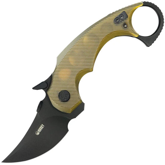 Kubey Jaw Pikal Karambit Linerlock Ultem Folding Black 14C28N Pocket Knife 440E