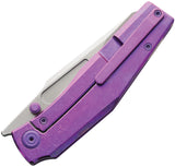 Kubey KB Knives Illusion Framelock Purple Crystallized Titanium Folding M390 Pocket Knife 443D