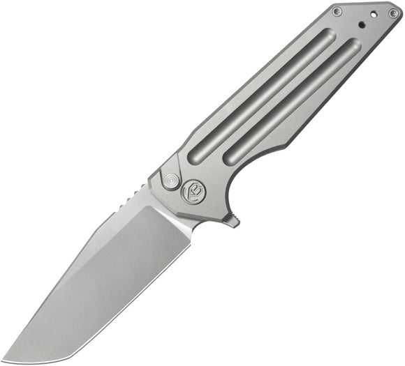 Kubey KB Knives Relentless Button Lock Gray Titanium Folding M390 Pocket Knife 462A