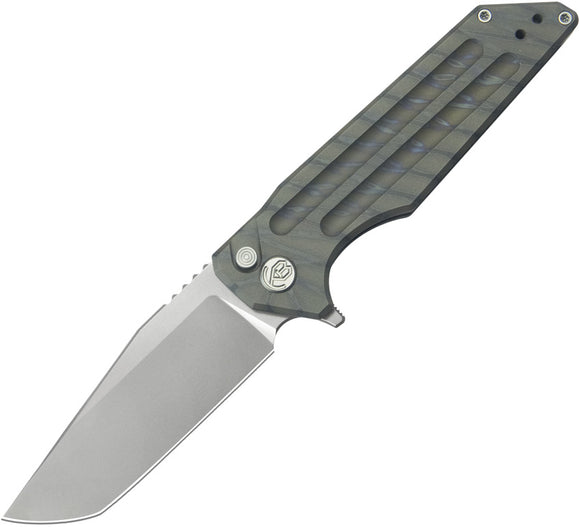 Kubey KB Knives Relentless Button Lock Flamed Titanium Folding M390 Pocket Knife 462B