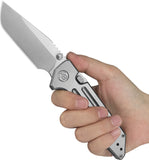 Kubey KB Knives Relentless Top Linerlock Gray Titanium Folding Bohler M390 Pocket Knife 462E