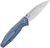 Kubey Whammy Framelock Blue Titanium Folding 14C28N Pocket Knife 474B