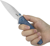 Kubey Whammy Framelock Blue Titanium Folding 14C28N Pocket Knife 474B