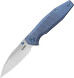 Kubey Whammy Framelock Blue Titanium Folding 14C28N Pocket Knife 474B