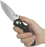 Kubey Pebble Crossbar Lock Black G10 Folding 14C28N Drop Pt Pocket Knife 481A