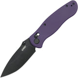Kubey Pebble Crossbar Lock Purple G10 Folding 14C28N Drop Pt Pocket Knife 481D