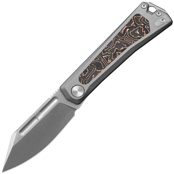 Kunwu Knives Geezer Slip Joint Titanium & Copper Foil Carbon Fiber Folding Elmax Knife J708T1