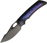 Kunwu Knives Jericho Framelock Black Orange Peel Titanium & Timascus Folding Vanax Knife K713T4