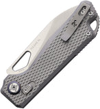 Kunwu Knives Pulsar XL XT Lock Gray Textured Titanium Folding Elmax Pocket Knife X705XLT1