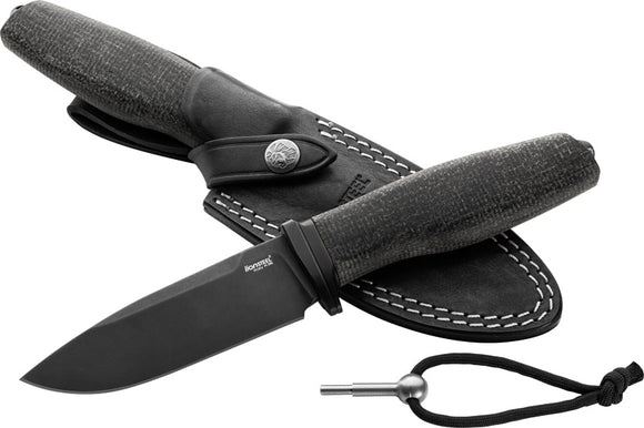LionSTEEL ACHA Blackout Burlap Micarta Bohler M390 Fixed Blade Knife AHBBLB