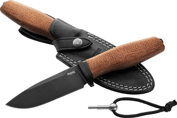 LionSTEEL ACHA Natural Burlap Micarta Bohler M390 Fixed Blade Knife AHBBLN