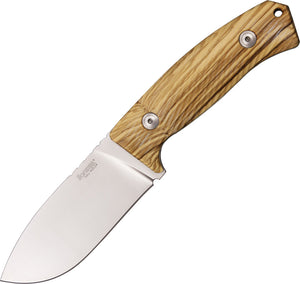 Lion Steel Hunter Olive Wood Handle Niolox Steel Fixed Knife w/ Belt Sheath M3UL