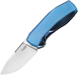 LionSTEEL N.ONE Framelock Blue Titanium Folding MagnaCut Pocket Knife N1BL