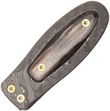 Lion Steel Money Clip Damascus Handle Ram Horn Onlay Stainless Holder PBDMN