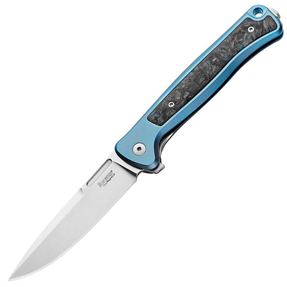 LionSTEEL Skinny Framelock Blue Titanium & Carbon Fiber Folding MagnaCut Knife SK01BL