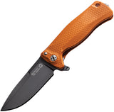 Lion Steel SR22 Framelock Orange Aluminum Black Sleipner Folding Knife SR22AOB