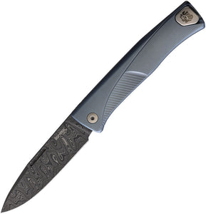 LionSteel Thrill Slip Joint Blue Titanium Folding Damascus Pocket Knife TLDBL