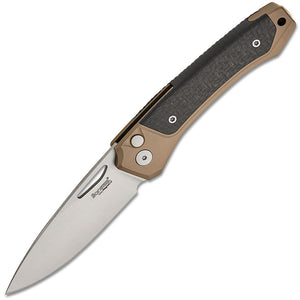 LionSTEEL Twain Button Lock Bronze Titanium & Carbon Fiber Folding MagnaCut Knife TWBRCF