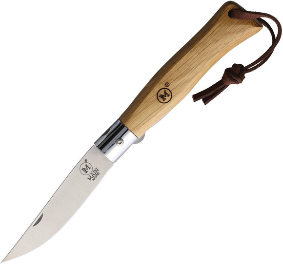 MAIN Knives Urban Linerlock Tan Oak Wood Folding Stainless Pocket Knife 2000L2