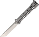 Mantis Flux Balisong Gray Titanium 154CM Stainless Tanto Butterfly Knife 8032
