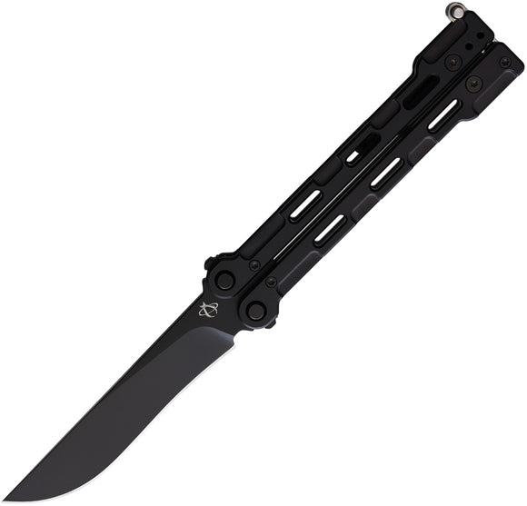 Mantis Flyswitch Balisong Black Titanium 154CM Stainless Drop Pt Butterfly Knife 8049