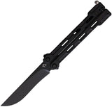 Mantis Flyswitch Balisong Black Titanium 154CM Stainless Drop Pt Butterfly Knife 8049