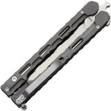 Mantis Dexter Balisong Gray Titanium 154CM Stainless Wharncliffe Butterfly Knife 8055