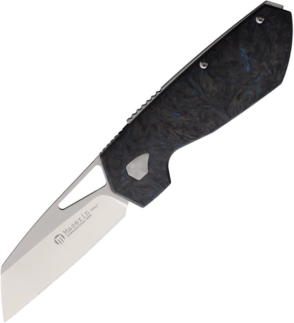 Maserin 371 W-Lock Black & Blue Carbon Fiber Folding M390 Pocket Knife 371B