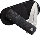 Maserin Daga Framelock Black & Blue CF Folding Elmax Pocket Knife 372B