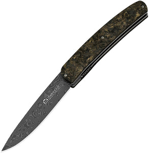 Maserin Mini Gourmet Linerlock Carbon Fiber Folding Damascus Pocket Knife 381DG