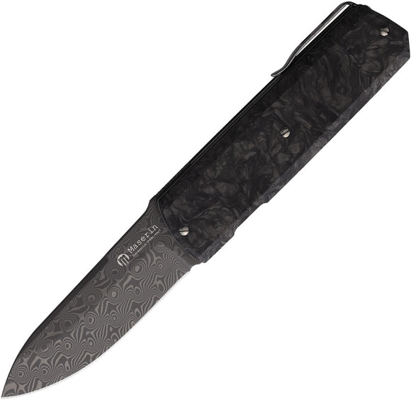 Maserin 410 Silver Linerlock Black Folding Damascus Steel Pocket Knife 410DN