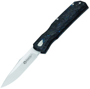 Maserin 502 Power W-Lock Black & Blue Carbon Fiber Folding Bohler N690 Knife 502BM