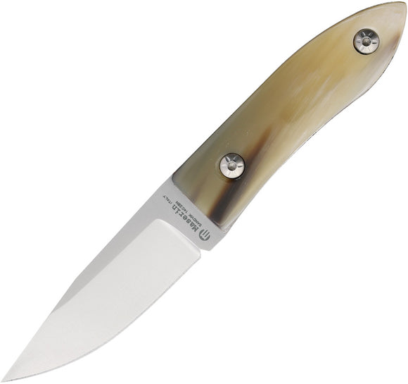 Maserin AM22 Brown Horn 14C28N Sandvik Fixed Blade Knife w/ Belt Sheath 923CR