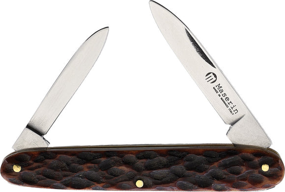 Maserin Gentleman's Brown Jigged Folding Stainless Steel Pocket Knife CE620