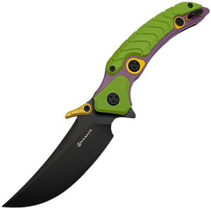 Maxace Dragon Knight Framelock Green & Purple Titanium Folding M398 Knife AM081B