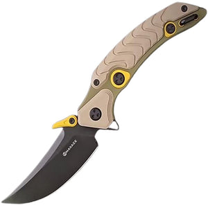 Maxace Dragon Knight Framelock Green & Brown Titanium Folding M398 Knife AM081E